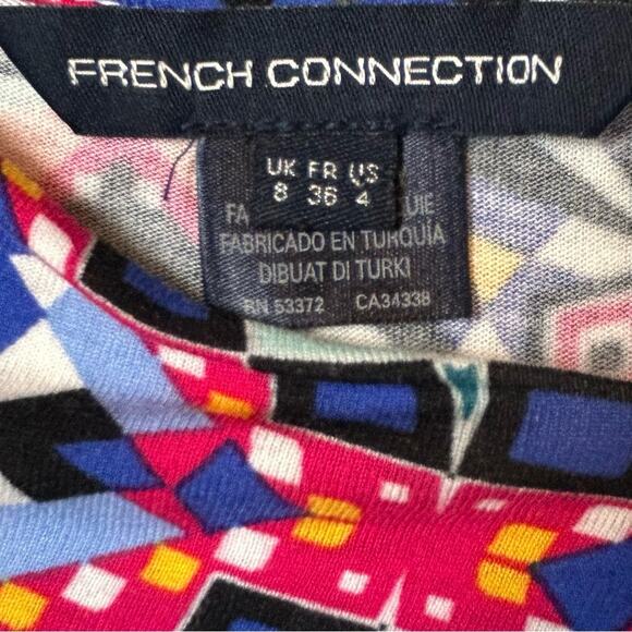 French Connection Dress Womens Size 4 Multicolor Electric Mosaic Jersey Stretchy - Picture 8 of 8